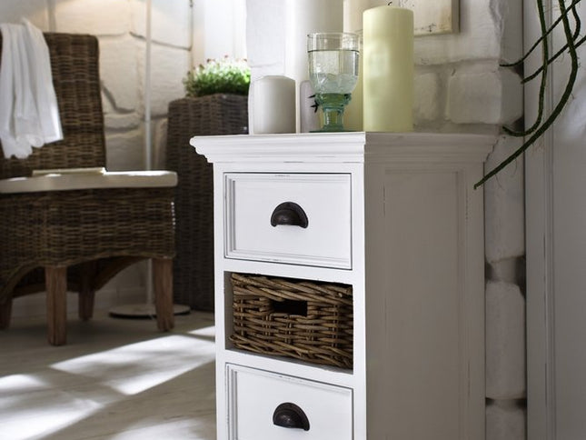 24" White Solid Wood Two Drawer Nightstand