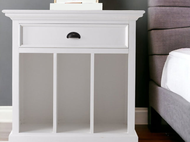 31" White Solid and Manufactured Wood Nightstand