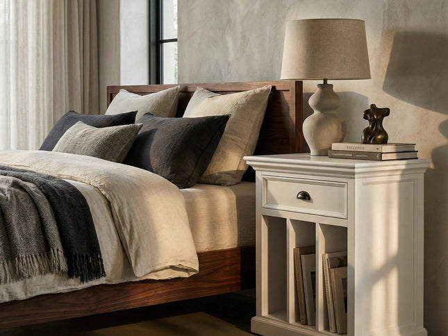 31" White Solid and Manufactured Wood Nightstand