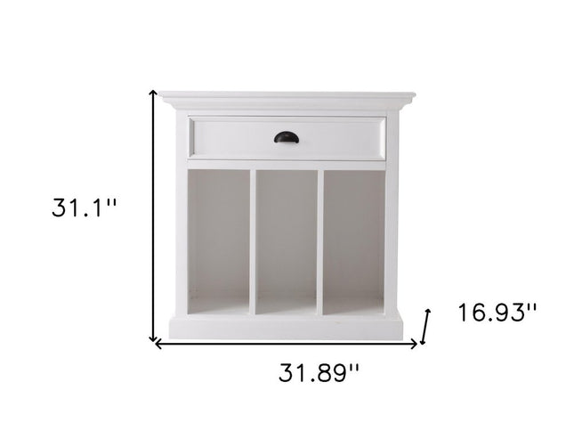 31" White Solid and Manufactured Wood Nightstand