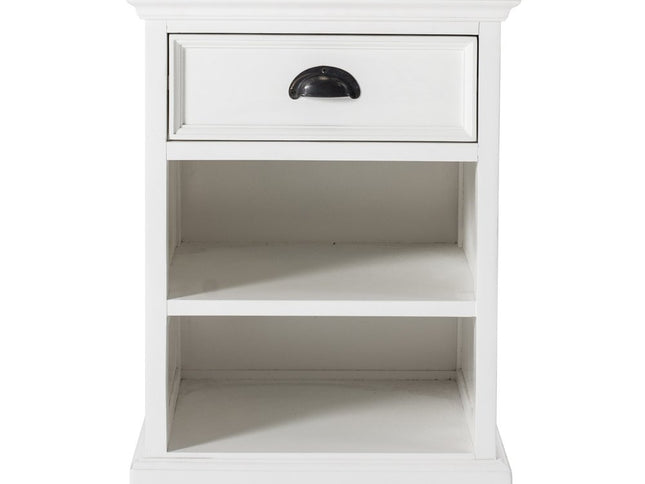 24" White Solid Wood Distressed One Drawer Nightstand