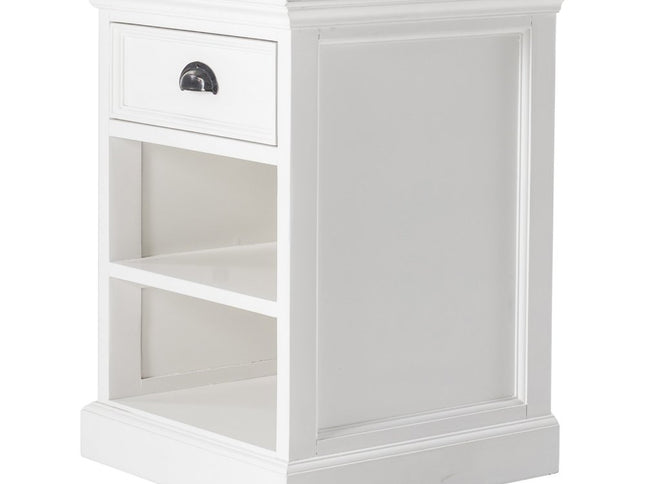 24" White Solid Wood Distressed One Drawer Nightstand