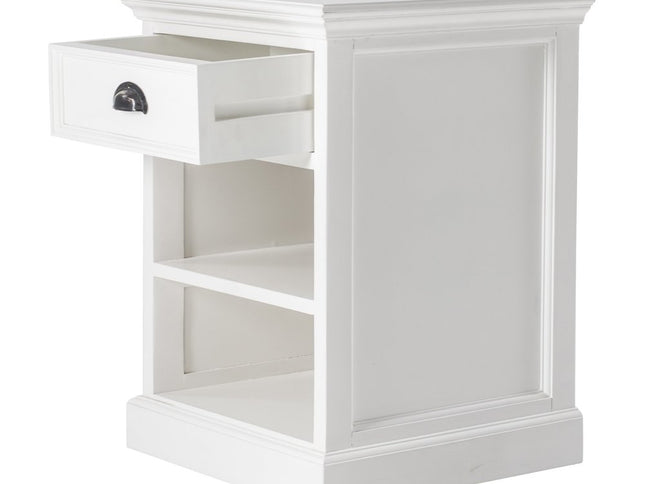 24" White Solid Wood Distressed One Drawer Nightstand