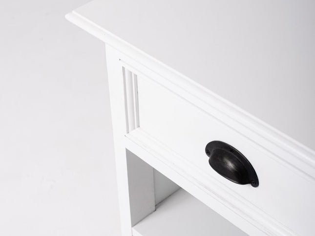 24" White Solid Wood Distressed One Drawer Nightstand