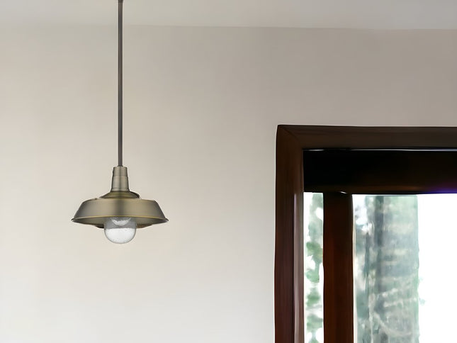 Brushed Gold Shallow Plate Adjustable Pendant Light