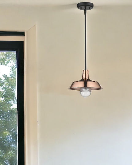 Shiny Copper Shallow Plate Adjustable Pendant Light