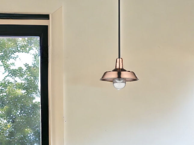 Shiny Copper Shallow Plate Adjustable Pendant Light