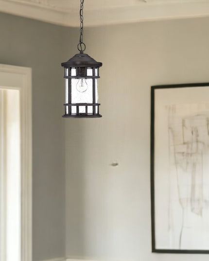 Black Lantern Seeded Metal Dimmable Chandelier With Clear Shades