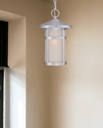 Silver Lantern Metal Dimmable Chandelier With Frosted Shades