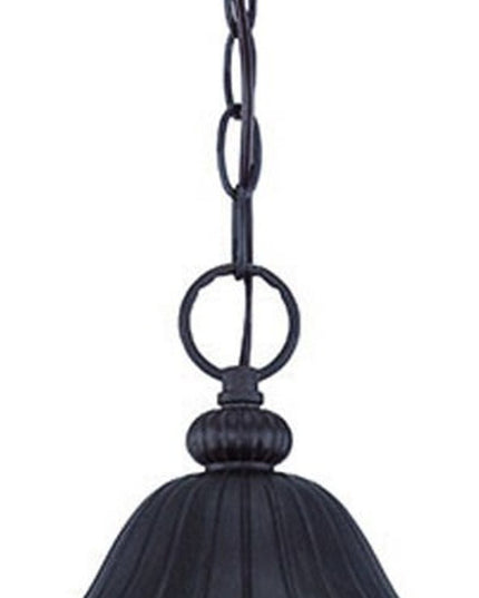 Three Light Matte Black Leaf Detail Hanging Light