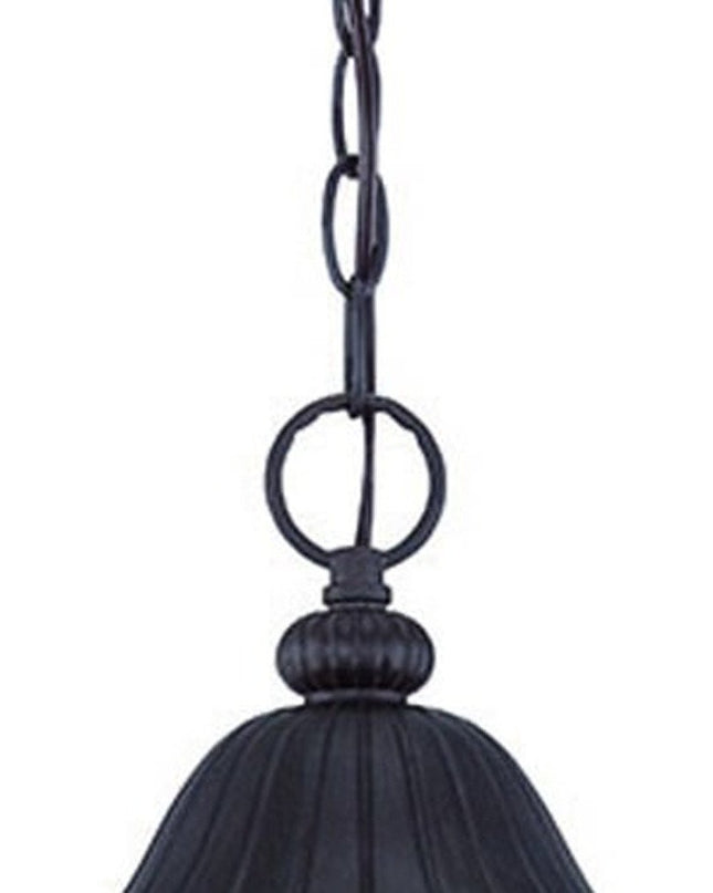 Three Light Matte Black Leaf Detail Hanging Light