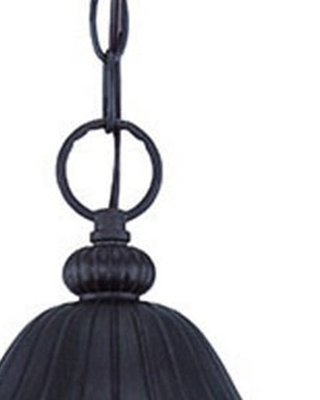 Three Light Matte Black Leaf Detail Hanging Light
