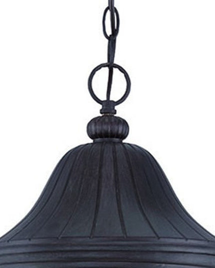 XL Three Light Matte Black Leaf Detail Hanging Light