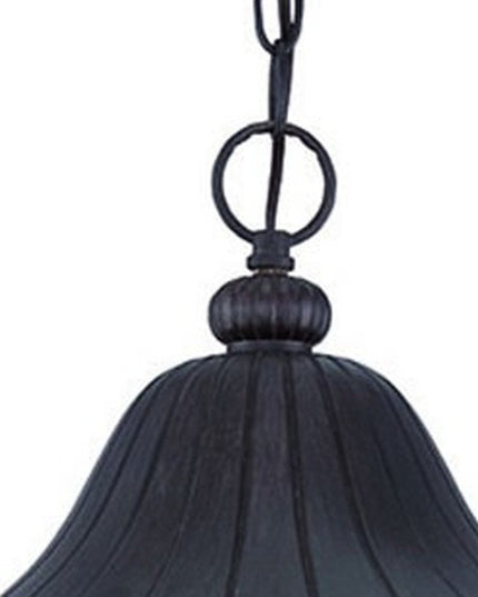 XL Three Light Matte Black Leaf Detail Hanging Light