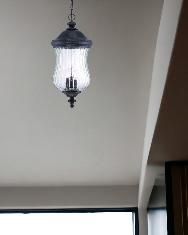 XL Three Light Matte Black Urn Shaped Hanging Light