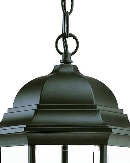 Three Light Matte Black Wide Lantern Hanging Light