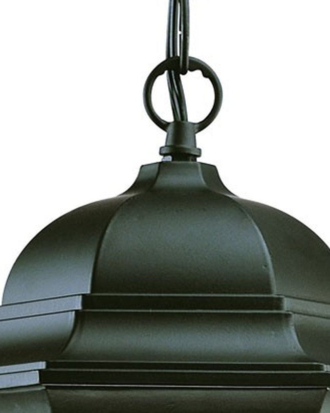 Three Light Matte Black Wide Lantern Hanging Light