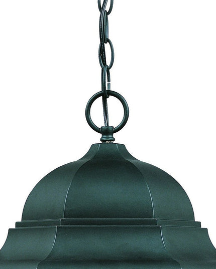 Three Light Matte Black Domed Glass Lantern Hanging Light
