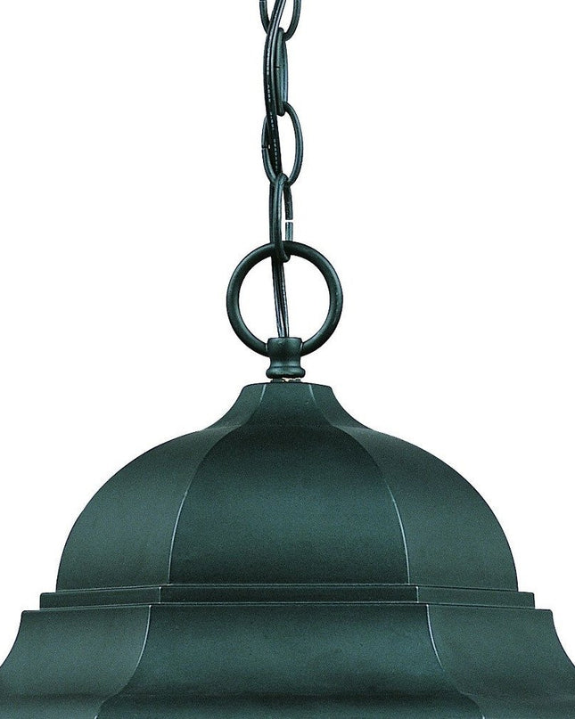 Three Light Matte Black Domed Glass Lantern Hanging Light
