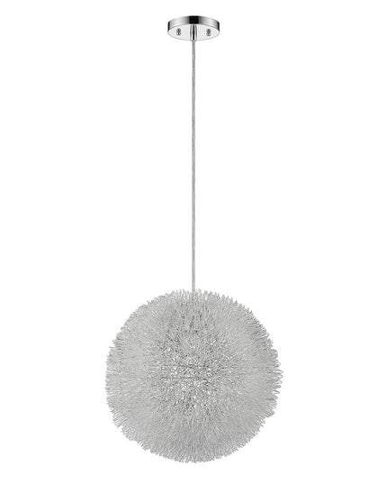 Luminary 1-Light Metallic Silver Pendant With Hand Woven Aluminum Wire Shade (12")