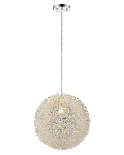 Luminary 1-Light Metallic Silver Pendant With Hand Woven Aluminum Wire Shade (12")