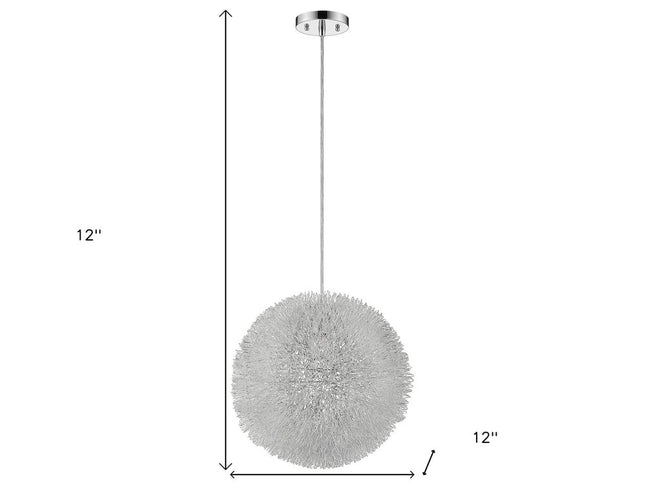 Luminary 1-Light Metallic Silver Pendant With Hand Woven Aluminum Wire Shade (12")