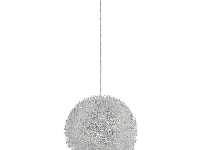 Luminary 1-Light Metallic Silver Pendant With Hand Woven Aluminum Wire Shade (12")