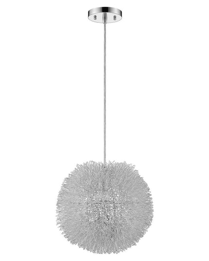 Luminary 1-Light Metallic Silver Pendant With Hand Woven Aluminum Wire Shade (15")