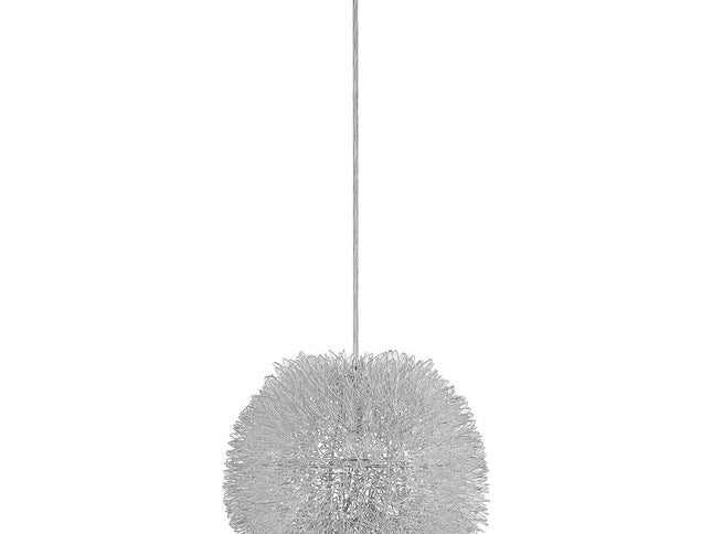 Luminary 1-Light Metallic Silver Pendant With Hand Woven Aluminum Wire Shade (15")