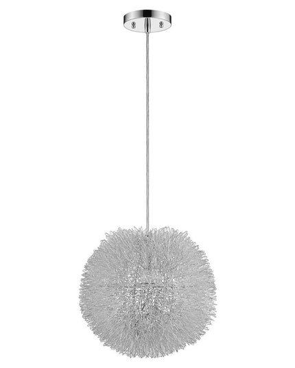 Luminary 1-Light Metallic Silver Pendant With Hand Woven Aluminum Wire Shade (15")