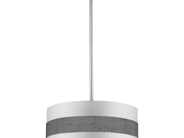 Harmony 3-Light Metallic Silver Pendant With Crystal Studded Platinum Sheen Shade