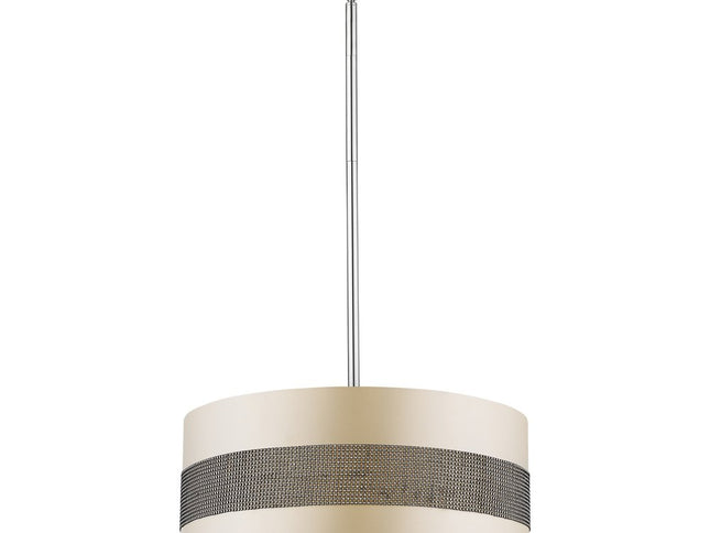 Harmony 3-Light Metallic Silver Pendant With Crystal Studded Platinum Sheen Shade
