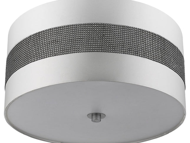 Harmony 3-Light Metallic Silver Pendant With Crystal Studded Platinum Sheen Shade