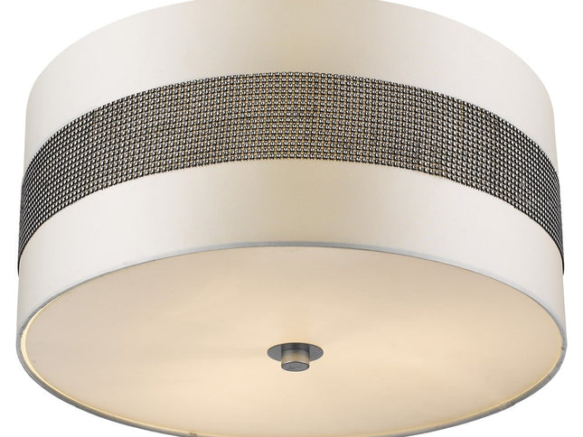 Harmony 3-Light Metallic Silver Pendant With Crystal Studded Platinum Sheen Shade