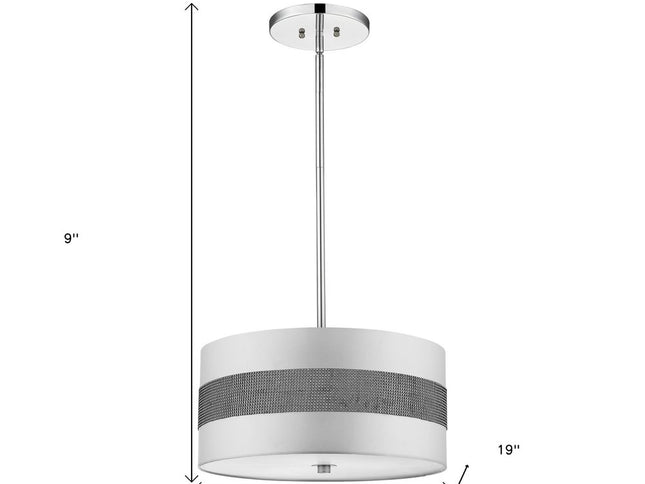 Harmony 3-Light Metallic Silver Pendant With Crystal Studded Platinum Sheen Shade