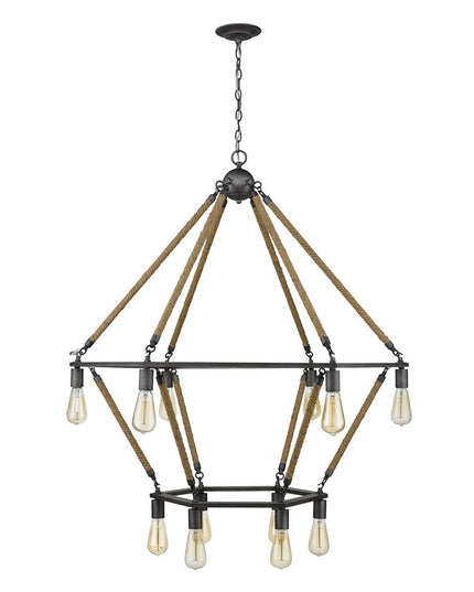 Brown and Black Twelve Light Metal Dimmable Chandelier