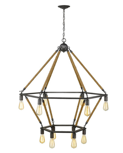 Brown and Black Twelve Light Metal Dimmable Chandelier