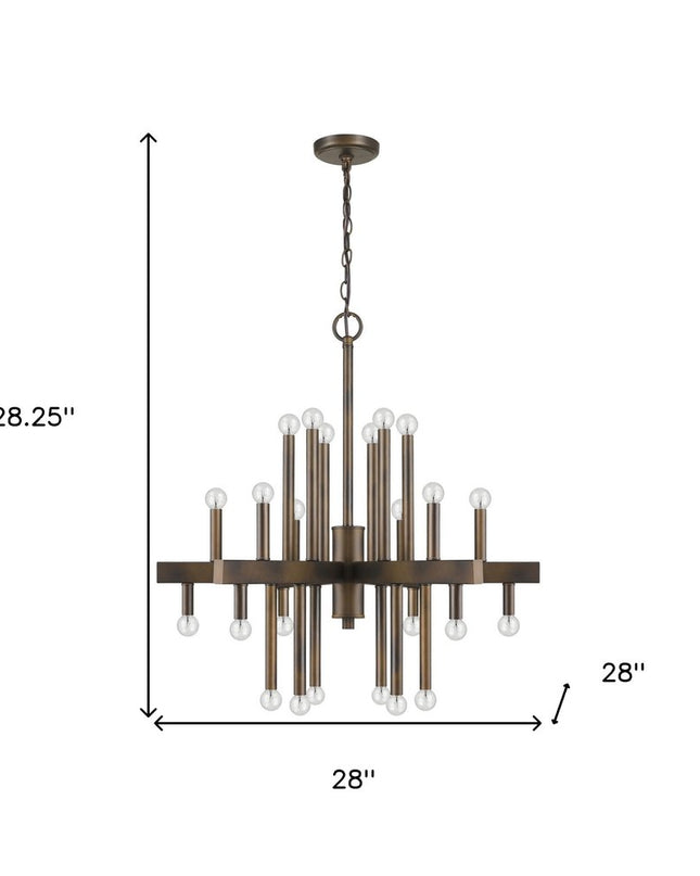 Brown Candle Style Multi Light Metal Dimmable Chandelier