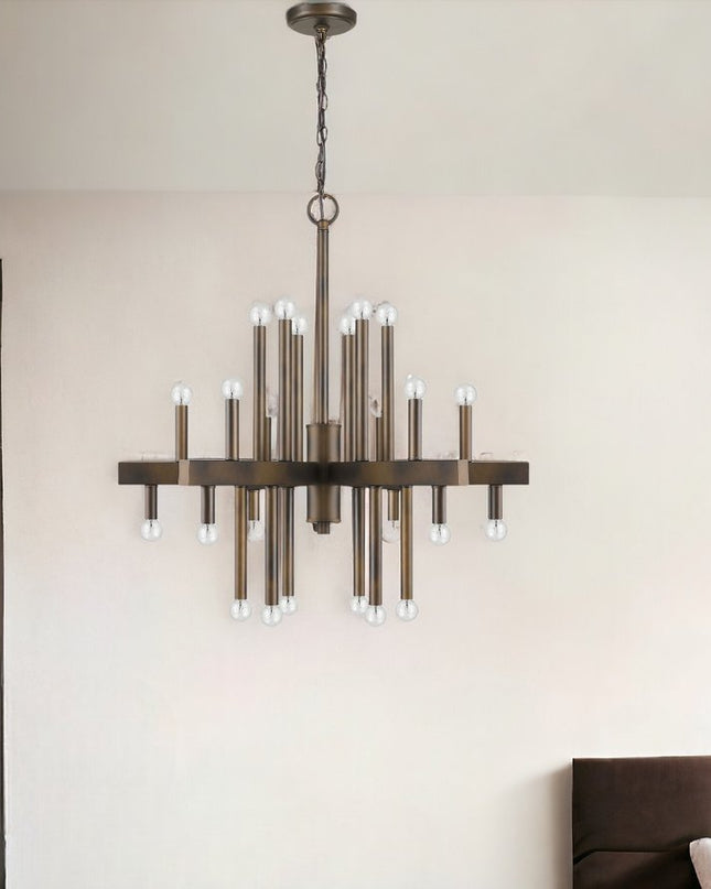 Brown Candle Style Multi Light Metal Dimmable Chandelier