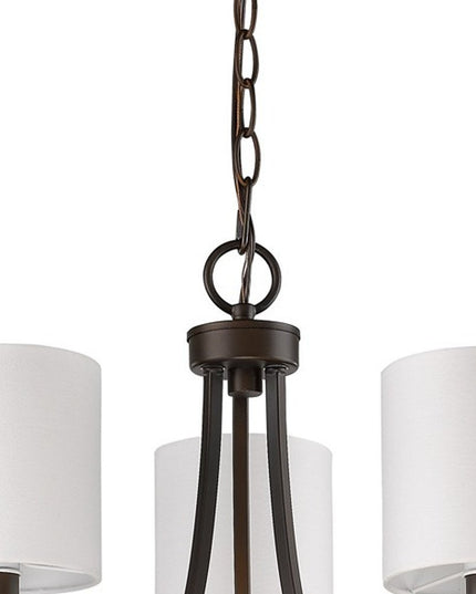 Bronze Candle Style Three Light Metal Dimmable Chandelier With White Shades