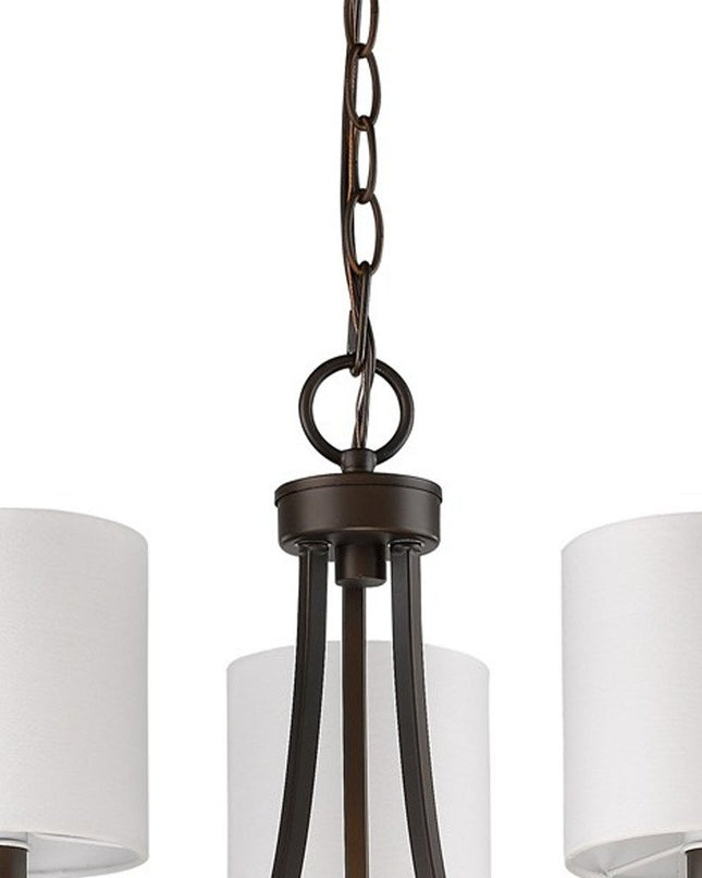 Bronze Candle Style Three Light Metal Dimmable Chandelier With White Shades