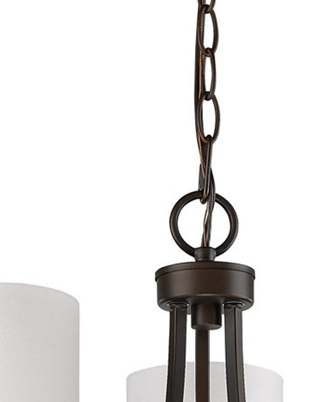 Bronze Candle Style Three Light Metal Dimmable Chandelier With White Shades