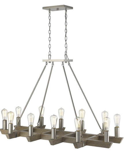 Silver Kitchen Island Twelve Light Metal Dimmable Chandelier