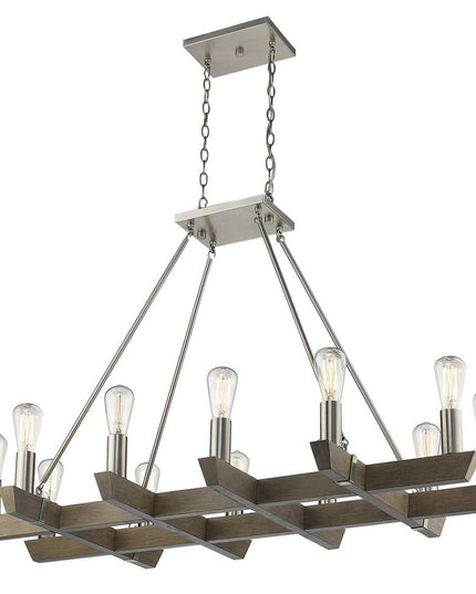 Silver Kitchen Island Twelve Light Metal Dimmable Chandelier