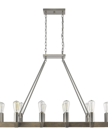 Silver Kitchen Island Twelve Light Metal Dimmable Chandelier