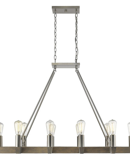 Silver Kitchen Island Twelve Light Metal Dimmable Chandelier