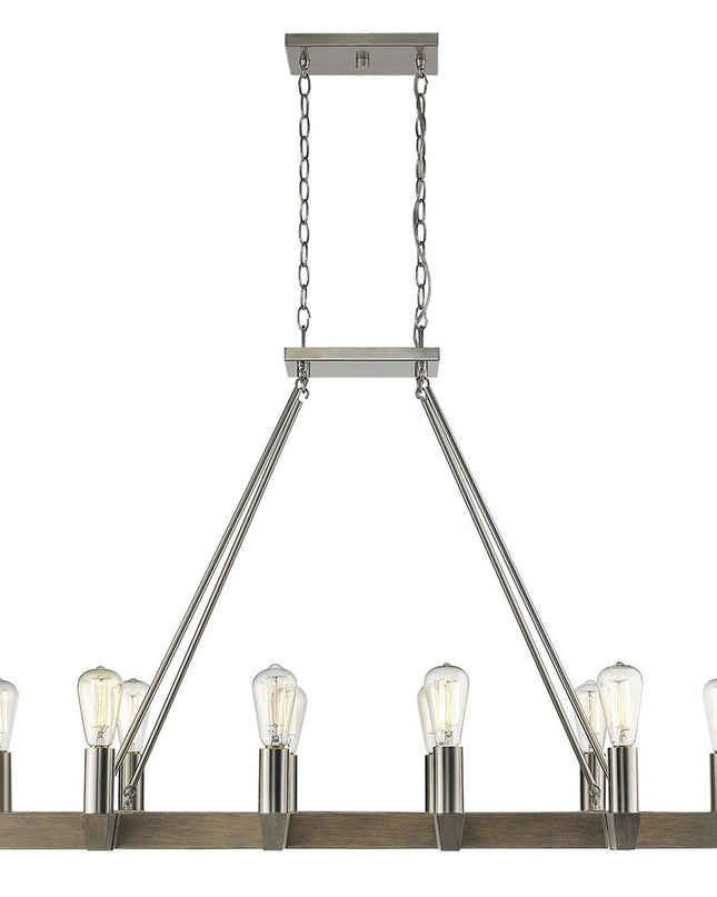 Silver Kitchen Island Twelve Light Metal Dimmable Chandelier