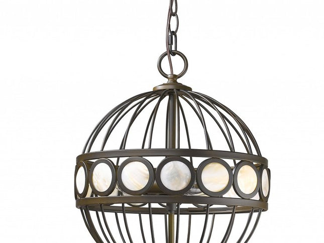 Aria 3-Light Oil-Rubbed Bronze Globe Pendant With Mother Of Pearl Accents