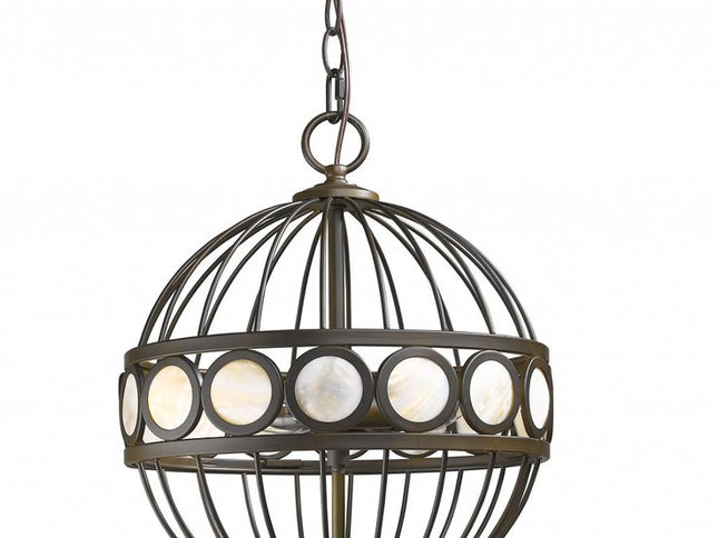 Aria 3-Light Oil-Rubbed Bronze Globe Pendant With Mother Of Pearl Accents