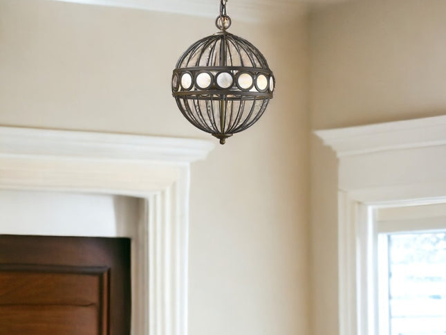 Aria 3-Light Oil-Rubbed Bronze Globe Pendant With Mother Of Pearl Accents